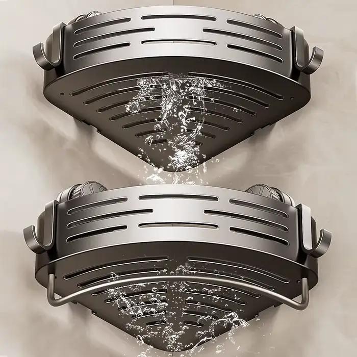 Support de rangement pour panier triangulaire à ventouse de salle de bain, coin de lavabo de salle de bain, pas besoin de percer des trous, toilettes murales