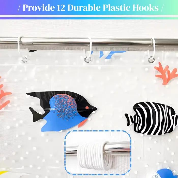 Rideau de douche à motif de poissons tropicaux