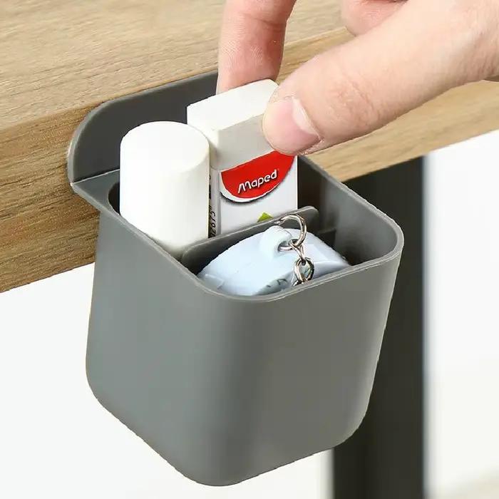 Support de rangement de bureau multifonctionnel pour stylos, boîte de rangement simple pour ordinateur de bureau, tube de rangement pour petits objets autocollant