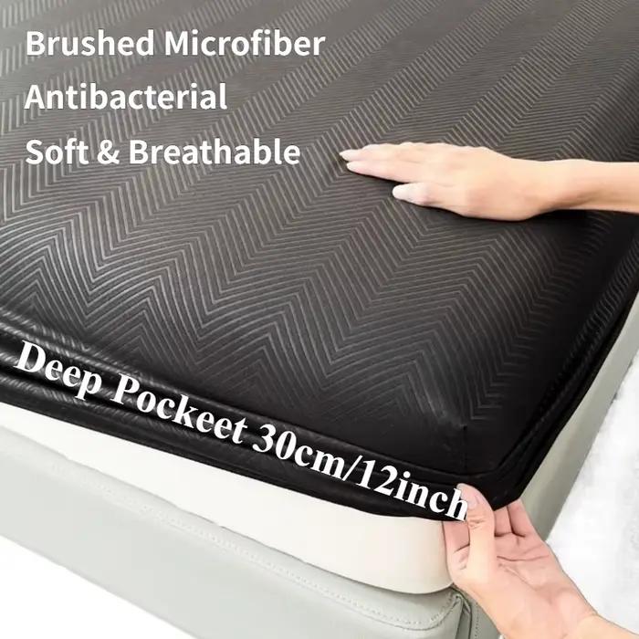 Nouvelle drap-housse en microfibre brossée gaufrée à poches profondes 360 ° Housse de matelas élastique tout autour