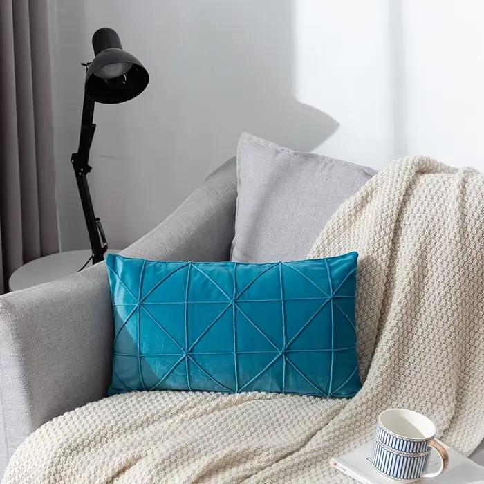 Lot de 2 housses de coussin en velours de couleur unie