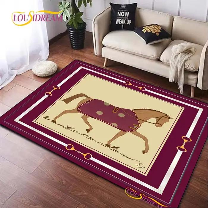 Tapis cheval au galop ethnique pour salon