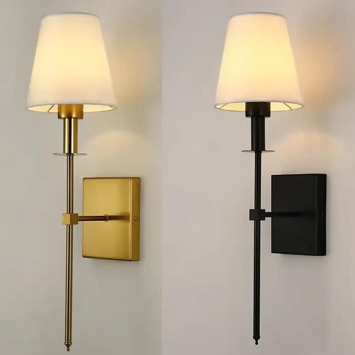 Applique murale Led américaine moderne pour décor salle de bain miroir lumière chambre couloir escaliers tissu abat-jour applique murale décor de chambre