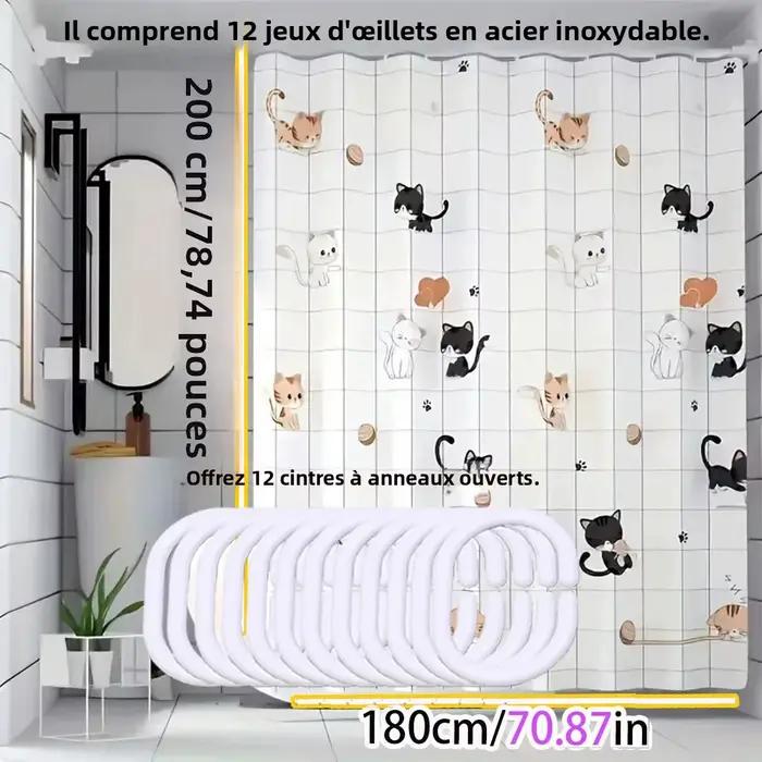 Rideau de douche simple avec motif de chat coquin