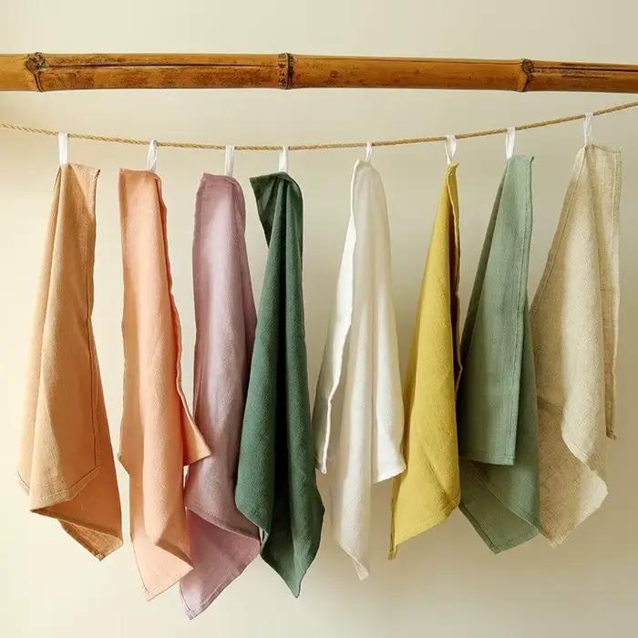 Serviettes de Table Carrées en Coton et Lin