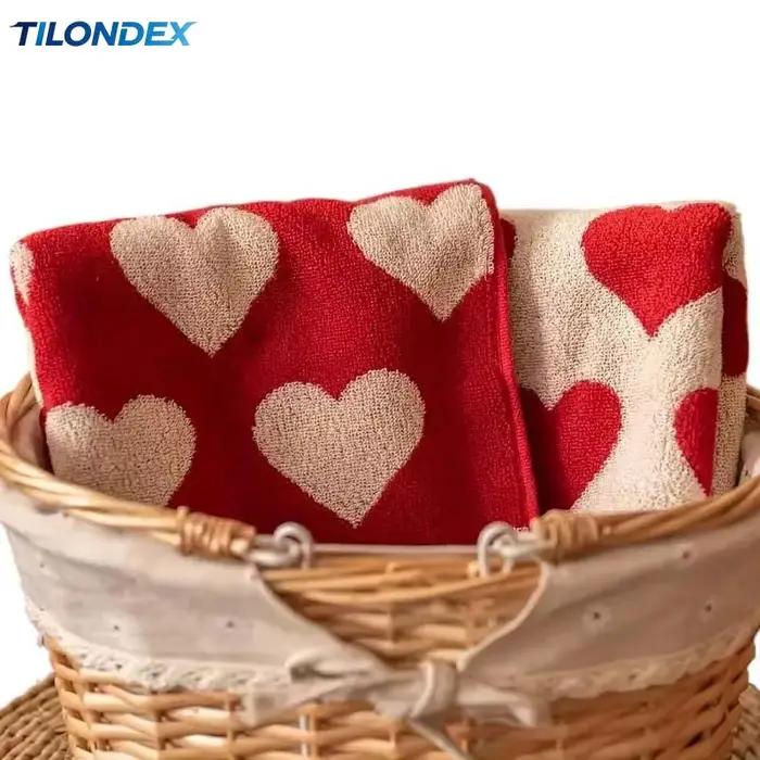 TILONDEX 1PC Serviettes en coton à motif cœur Absorbantes 75x34cm