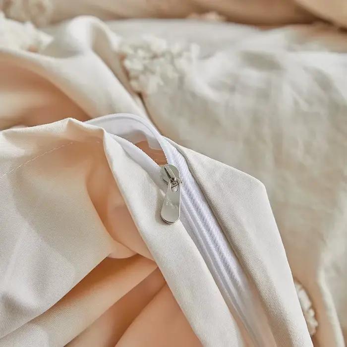 Parure de lit tuftée motif cœur 2/3 pièces en polyester doux kaki – Housse de couette + taie d'oreiller – Linge de lit pour lit simple ou king size – Ropa De Cama Casal