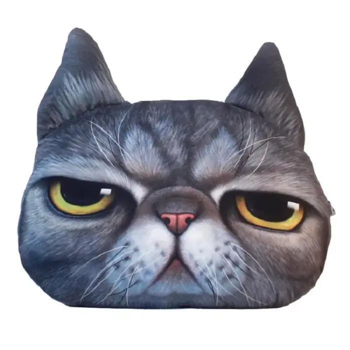 Coussin 3D en Forme de Tête de Chien et Chat Mignon de 35x36cm