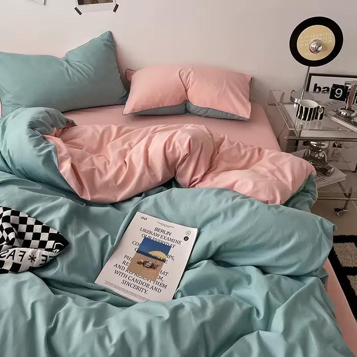 Ensemble de literie nordique 100% coton rose