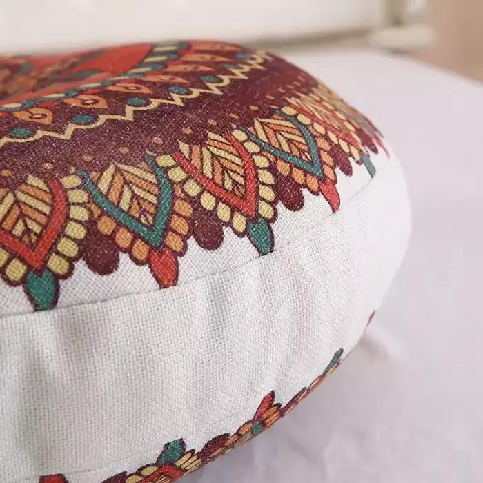 Coussin de chaise rond en coton et lin de Bohême