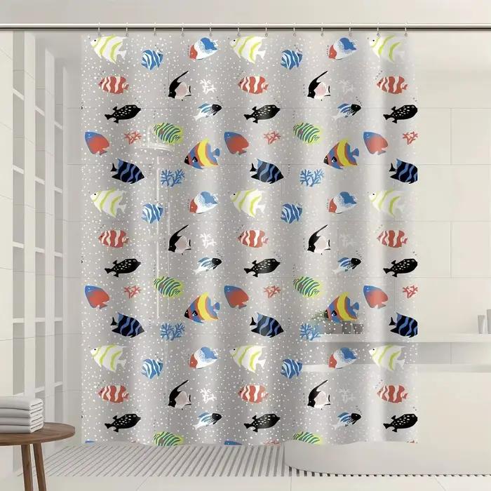 Rideau de douche à motif de poissons tropicaux