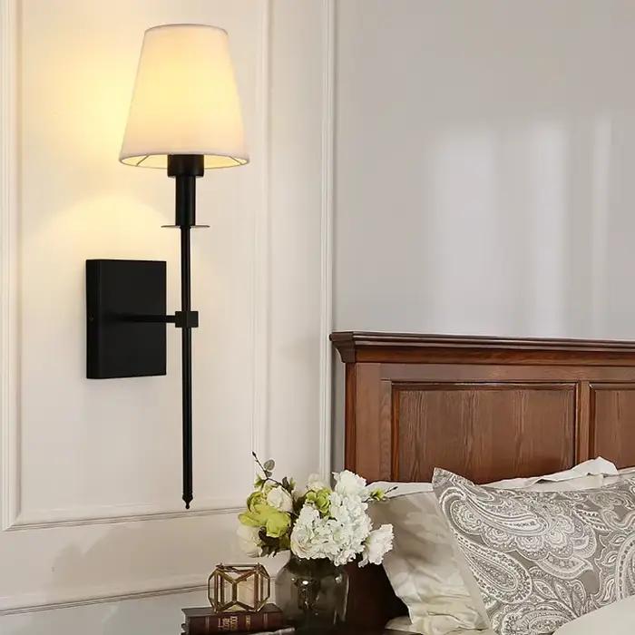 Applique murale Led américaine moderne pour décor salle de bain miroir lumière chambre couloir escaliers tissu abat-jour applique murale décor de chambre