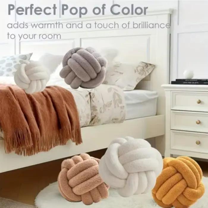 Oreiller boule tissé, coussin noué avec dossier en forme