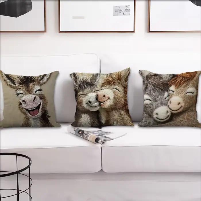 Sourire âne âne b housse de coussin décoration chambre boutique voiture meilleur bureau à domicile café oreiller canapé impression nordique simplicité frappé
