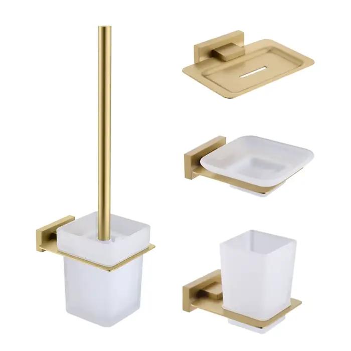 Ensemble d'accessoires de salle de bain de haute qualité : Porte-brosse WC, Porte-papier toilette, Porte-serviettes, Porte-savon, Crochets et Fixations