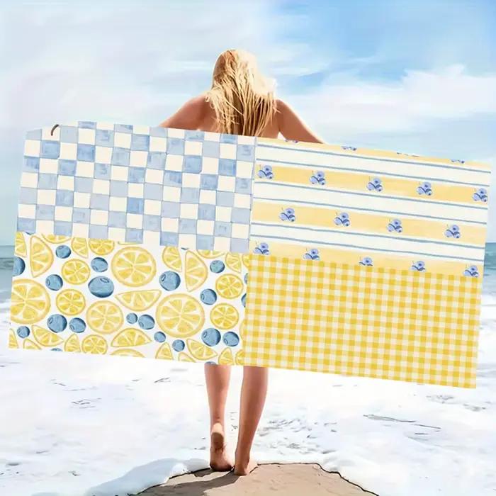 Serviette de plage rayée avec citation mignonne - Couverture de bain en microfibre super absorbante et à séchage rapide