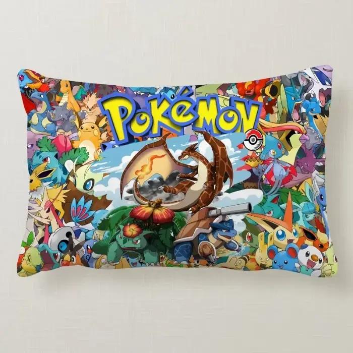 Juste de coussin en peluche Pokemon Pikachu, taie d'oreiller, décoration rectangulaire, housse de coussin Anime, voiture pour chambre à coucher, cadeaux de décoration, 60x40cm