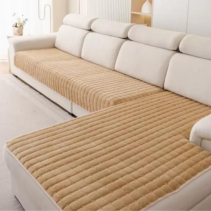 Coussin de canapé en velours épais à carreaux