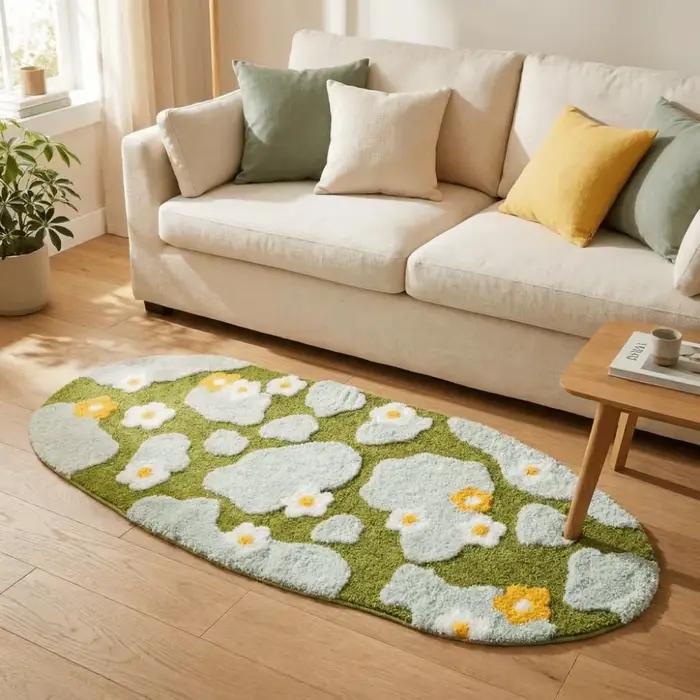 Tapis irrégulier en imitation cachemire à motif floral