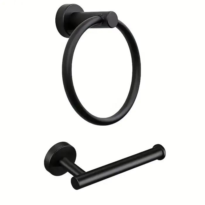 Ensemble de matériel de salle de bain 2 pièces, ensemble d'accessoires de salle de bain en acier inoxydable comprenant un porte-serviettes et un porte-papier hygiénique, un Design d'économie