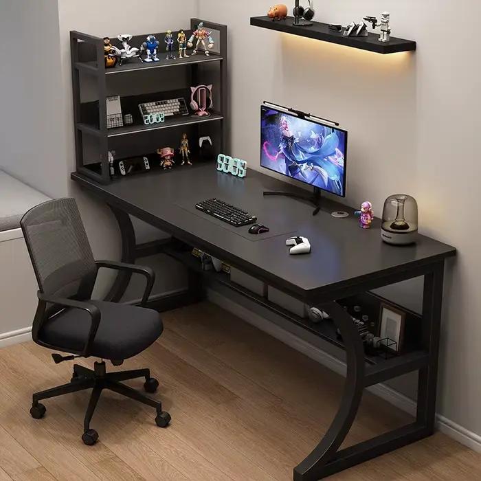 Table de jeu, table d'ordinateur de bureau pour la maison avec étagères, table et chaise de bureau, bureau simple, table d'écriture et d'apprentissage pour chambre à coucher