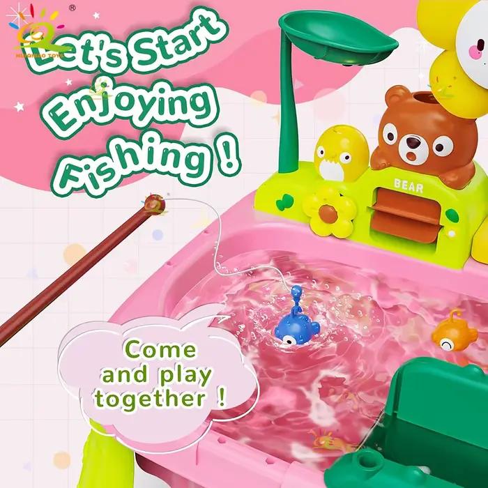 Ensemble de jeu de cuisine électrique pour enfants, évier, parc aquatique avec toboggan de pêche, jeux de rôle familiaux, jouets d'apprentissage précoce pour bébés