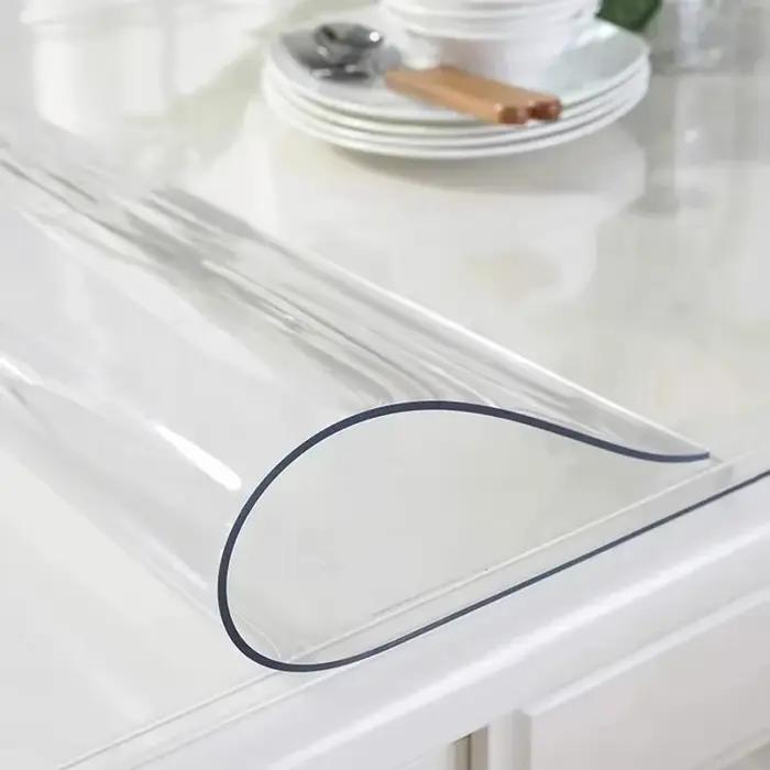 Tapis de Table en verre souple 2.0 MM, nappe transparente en PVC, couverture de Table rectangulaire imperméable, tapis de Table de cuisine résistant à l'huile