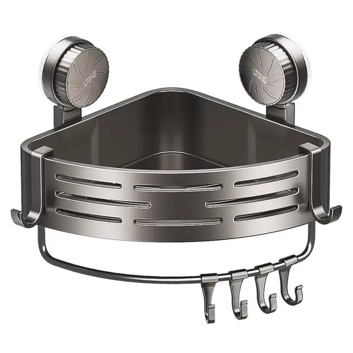 Support de rangement pour panier triangulaire à ventouse de salle de bain, coin de lavabo de salle de bain, pas besoin de percer des trous, toilettes murales