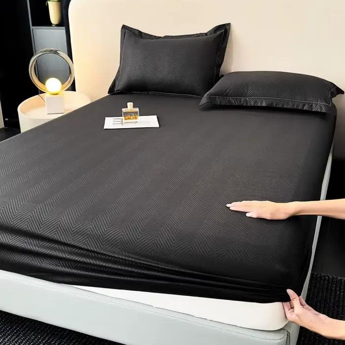 Nouvelle drap-housse en microfibre brossée gaufrée à poches profondes 360 ° Housse de matelas élastique tout autour