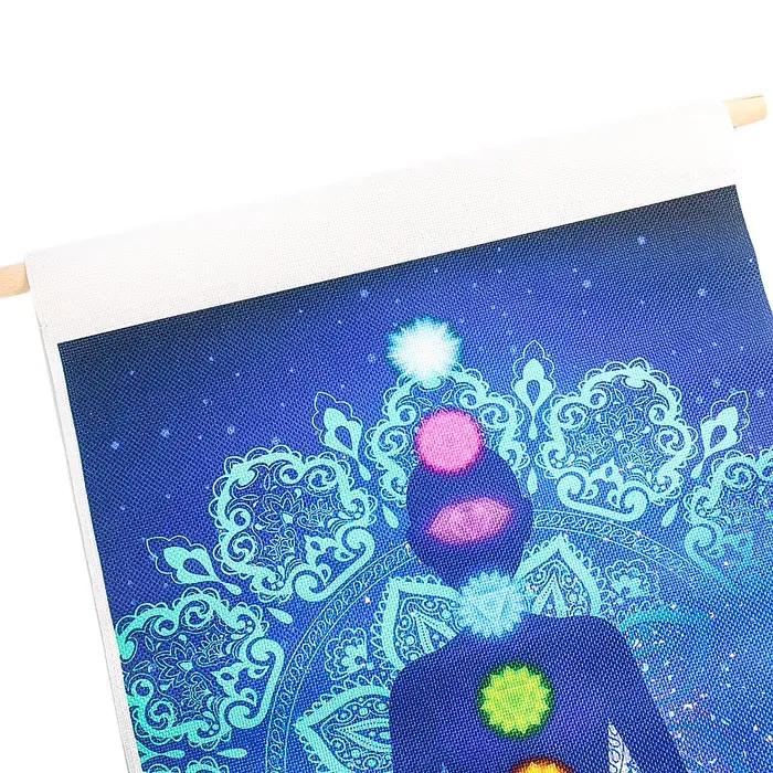 Tapisserie de méditation de yoga 30x50CM avec mandala coloré pour salon, chambre à coucher, décoration de couloir, toile de fond en sergé de chevet
