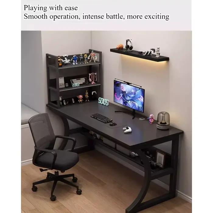 Table de jeu, table d'ordinateur de bureau pour la maison avec étagères, table et chaise de bureau, bureau simple, table d'écriture et d'apprentissage pour chambre à coucher
