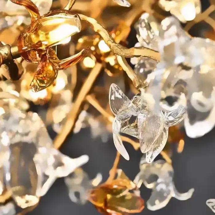 Plafond en cuivre branche de cristal lustres villa de luxe design lustre