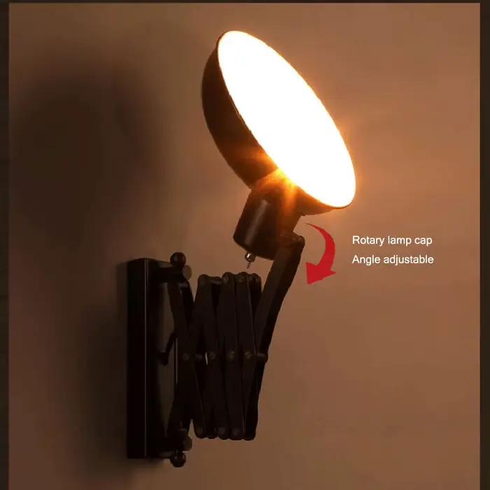 Applique Murale Rétractable en Fer de Style Industriel, Luminaire Décoratif d'Nik, Idéal pour un Loft, un Salon, une Salle à Manger, une Chambre à Coucher ou un Couloir