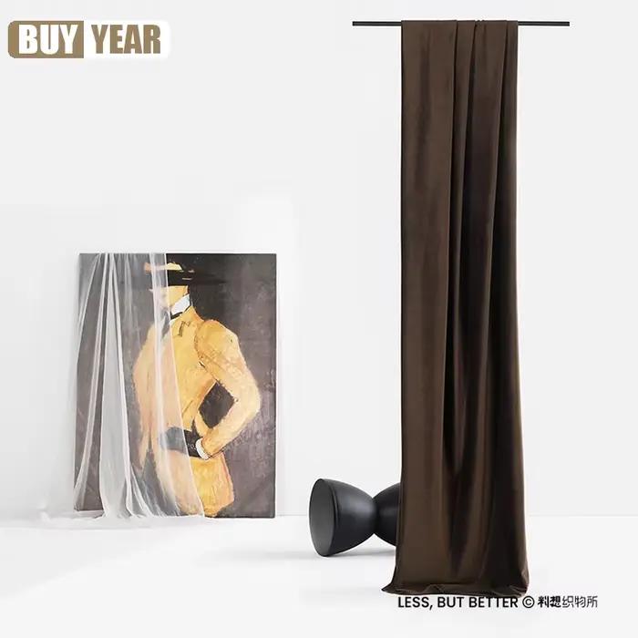 Rideaux de luxe en velours marron clair américain, rideaux flottants occultants personnalisés en velours marron foncé pour salon, salle à manger et chambre à coucher
