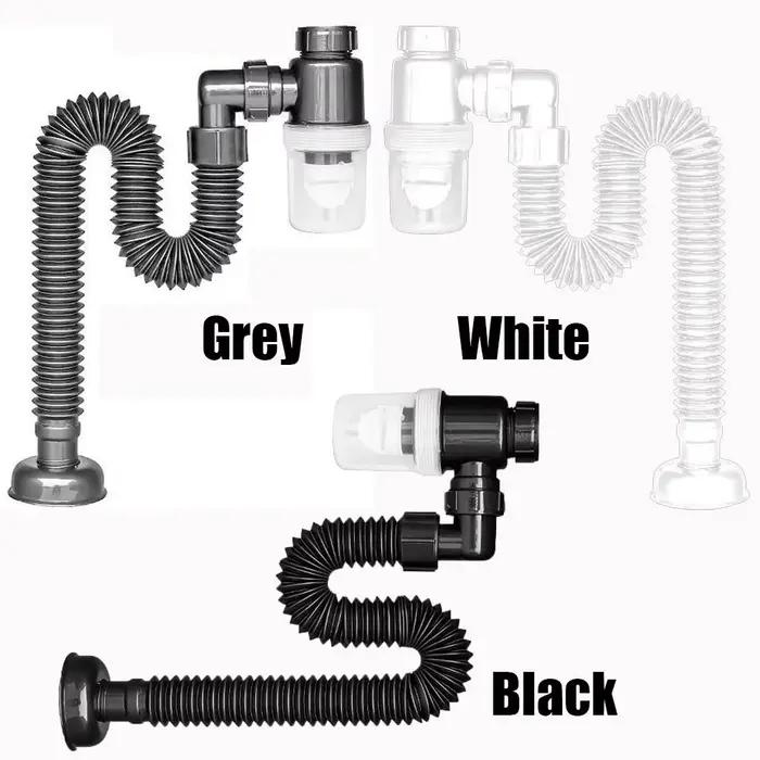 Tuyau de vidange de salle de bain pour évier, canalisations domestiques, égouts, avec siphon anti-odeur et filtre