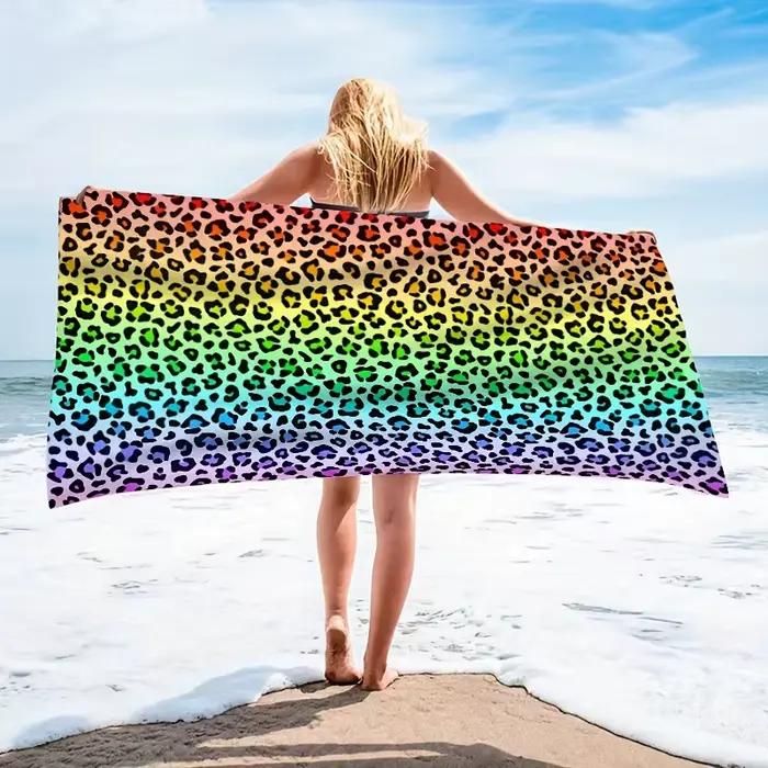 1 serviette de plage à imprimé léopard néon