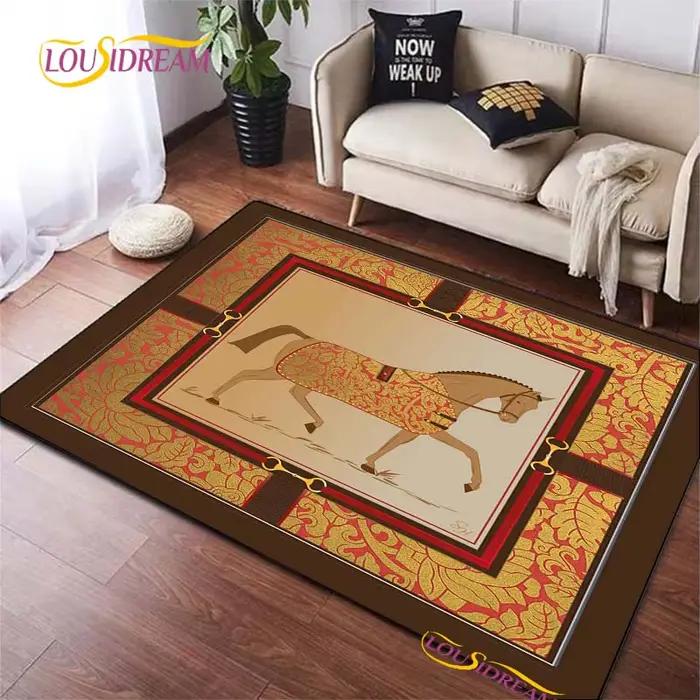 Tapis cheval au galop ethnique pour salon