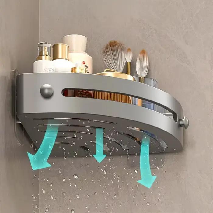 Étagère d'angle de douche à trois niveaux, sans clous, pour salle de bain, shampoing en plastique, rangement de fournitures de douche, accessoires de salle de bains