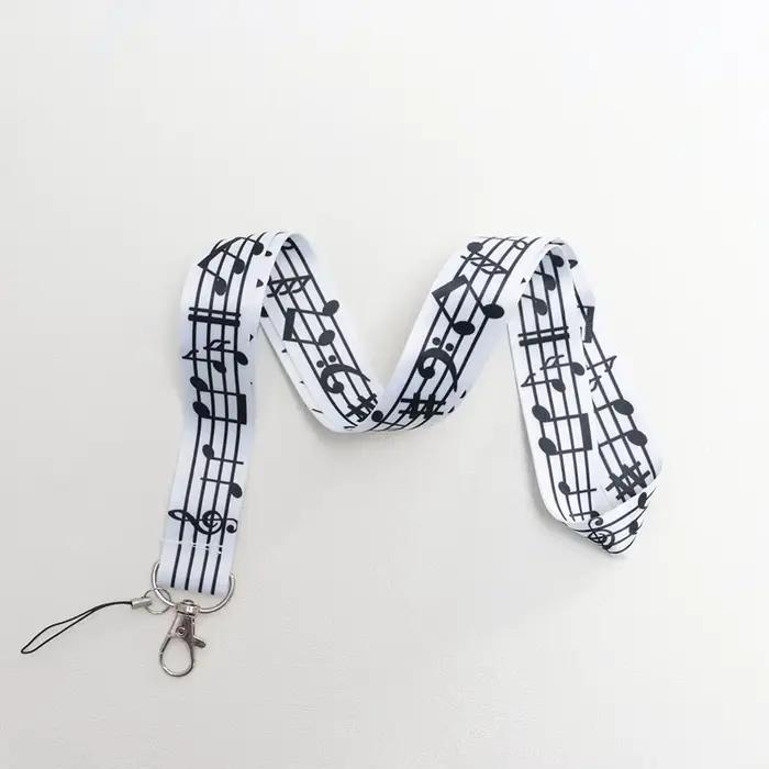 Lanières de Notes musicales pour clés, sangle de cou, porte-carte d'identité, corde de suspension, sangle de téléphone portable, porte-clés, accessoires