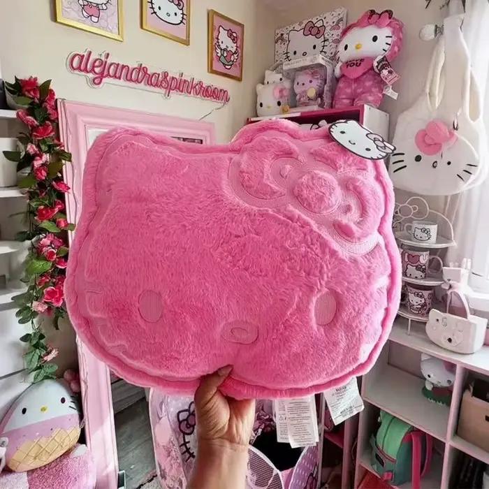 Coussin en peluche Hello Kitty, coussin moelleux et mignon pour canapé, chevet, siège de voiture, chambre d'étudiant et décoration intérieure, cadeau