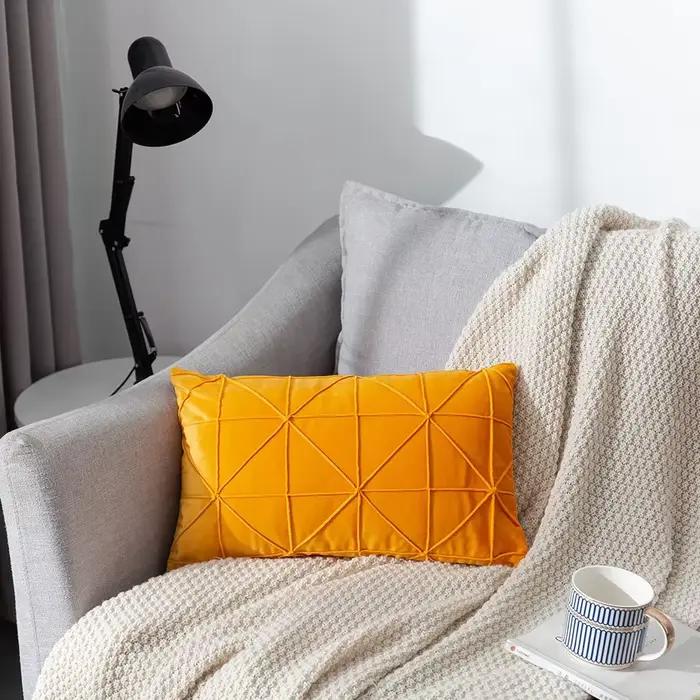Lot de 2 housses de coussin en velours de couleur unie