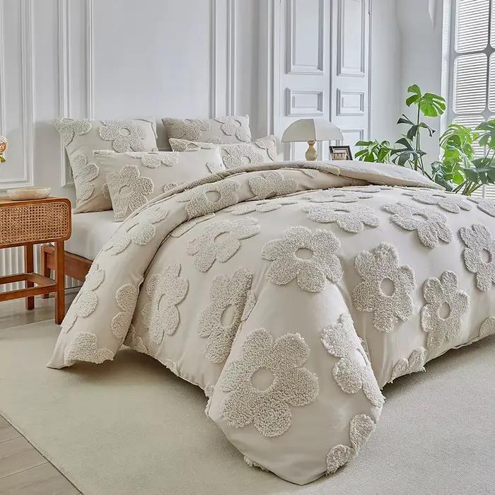Ensemble de housse de couette florale 3D avec taies d'oreiller