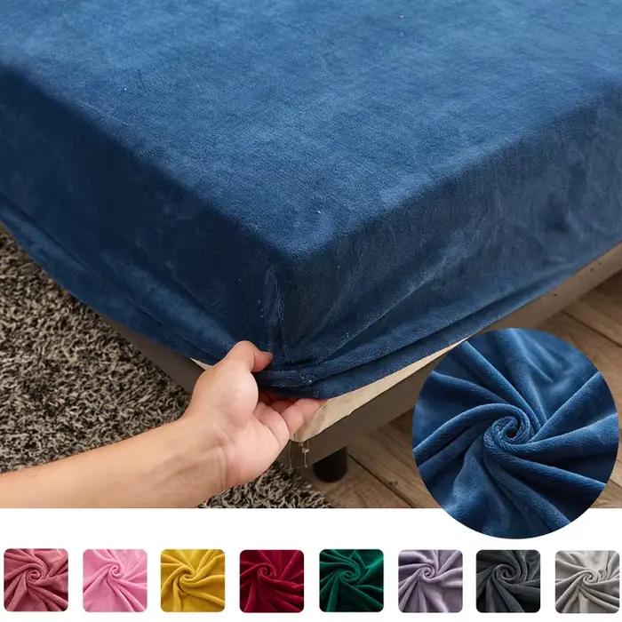 Drap-housse en tissu velours extensible solide