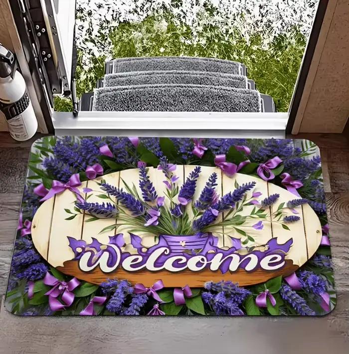Tapis de bienvenue en hortensia violet