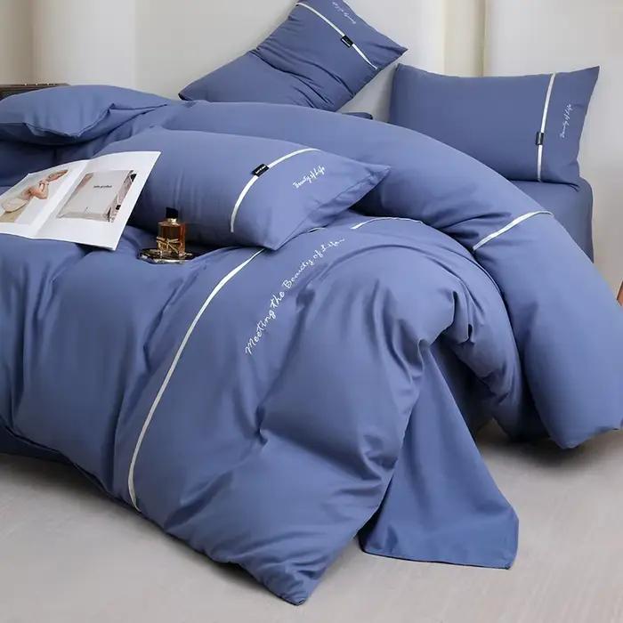 Nouvel ensemble de draps et de draps-housses 4 pièces en coton lavé doux pour la peau