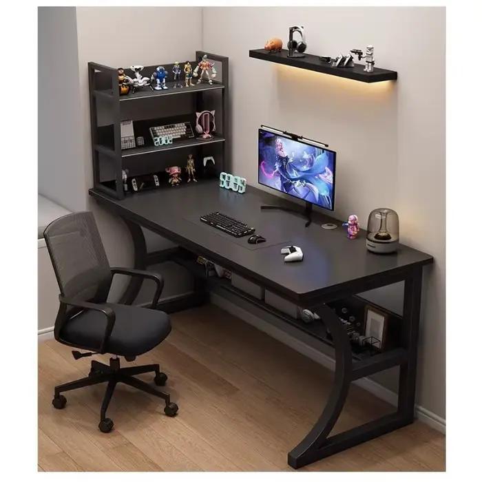 Table de jeu, table d'ordinateur de bureau pour la maison avec étagères, table et chaise de bureau, bureau simple, table d'écriture et d'apprentissage pour chambre à coucher
