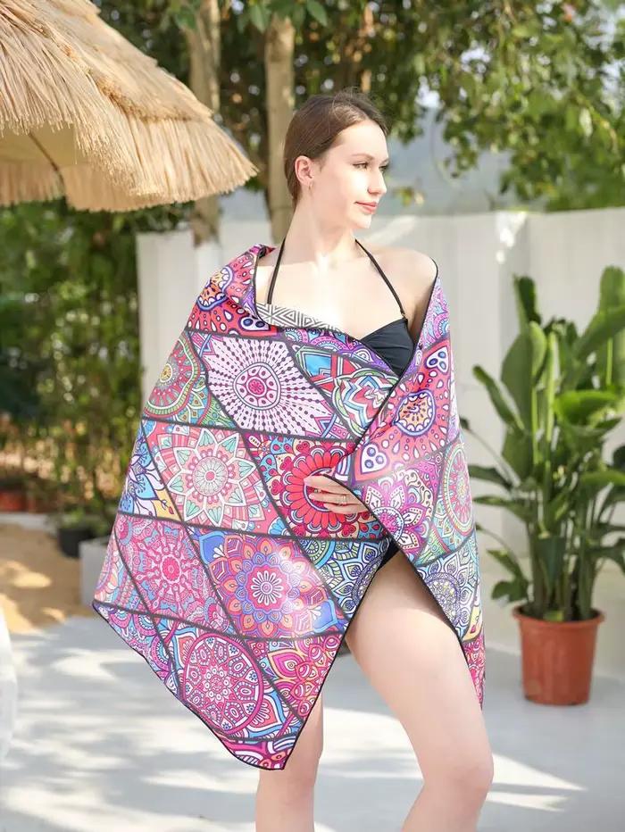 Serviette de bain en polaire imprimée double face
