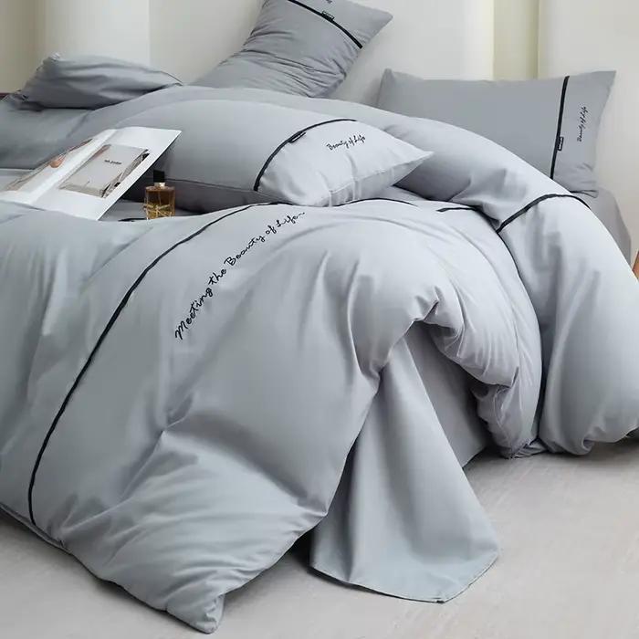 Nouvel ensemble de draps et de draps-housses 4 pièces en coton lavé doux pour la peau
