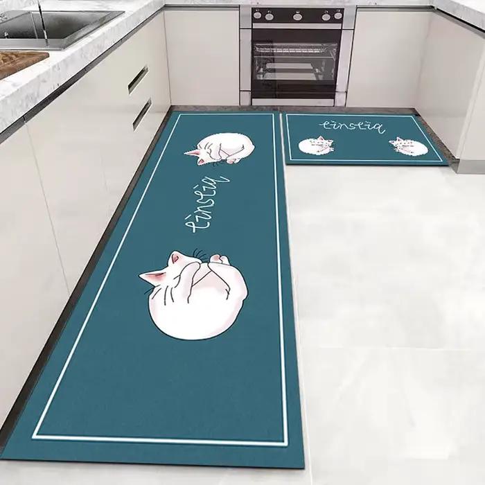 VIKAMA – tapis de sol de cuisine en velours cristal, résistant à l'huile et à l'eau, lavable pour la maison, Long, résistant à la saleté, décoration de la maison