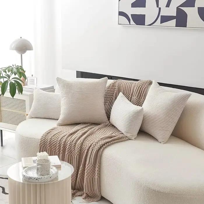Juste de Coussin Confortable en Velours Côtelé